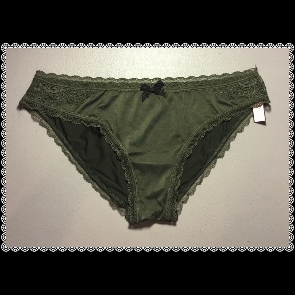 Victoria's Secret Olive Green Lace Trim Bikini Panty